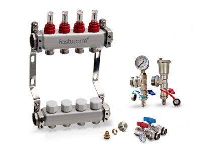 Fastwarm 4 Port Manifold Including Isolation + Fill/drain Valves from B&Q
