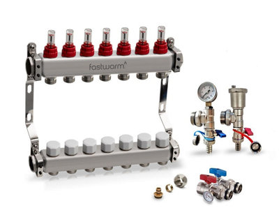Fastwarm 7 Port Manifold Including Isolation + Fill/drain Valves from B&Q