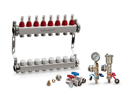 Fastwarm 8 Port Manifold Including Isolation + Fill/drain Valves from B&Q