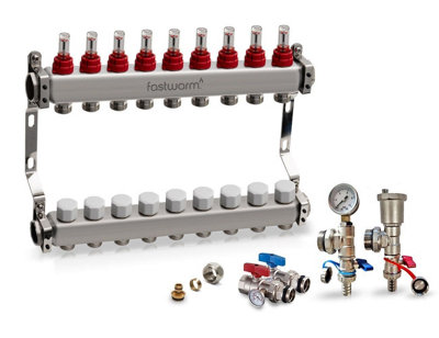 Fastwarm 9 Port Manifold Including Isolation + Fill/drain Valves from B&Q