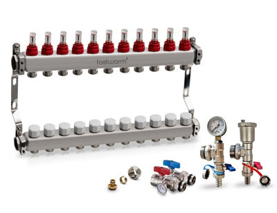 Fastwarm 11 Port Manifold Including Isolation + Fill/drain Valves from B&Q