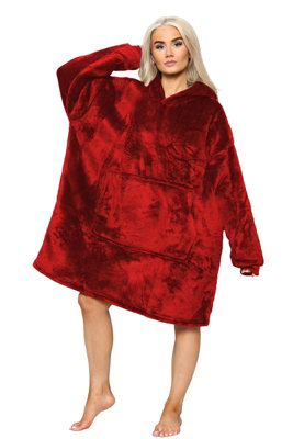 Ms9 Women's Oversized Hoodie Wearable Blanket Hoodie Top With Sherpa Lining Red from B&Q