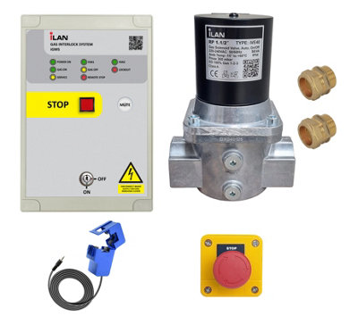  - Gas Interlock System Kit Igms With Built-In & External Fan Current Clamp Sensors Including Gas Solenoid Valve 1.1/2" (42mm)
