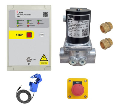  - Gas Interlock System Kit Igms With Built-In & External Fan Current Clamp Sensors Including Gas Solenoid Valve 1" (28mm)