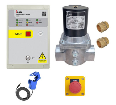  - Gas Interlock System Kit Igms With Built-In & External Fan Current Clamp Sensors Including Gas Solenoid Valve 1.1/4" (35mm)