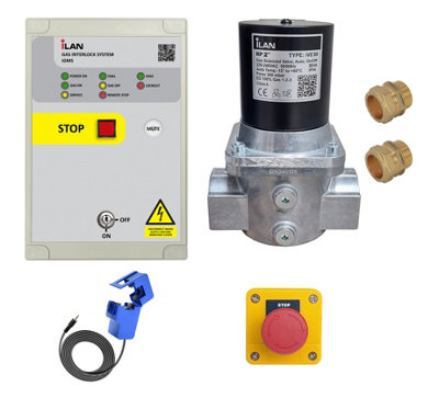  - Gas Interlock System Kit Igms With Built-In & External Fan Current Clamp Sensors Including Gas Solenoid Valve 2" (54mm)
