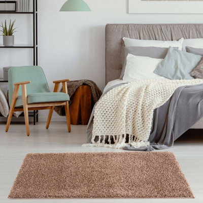 The Rugs Beige Soft Plain Design Fluffy Shaggy Rugs And Runners High Pile Living Room Kitchen Hallway 380 from B&Q