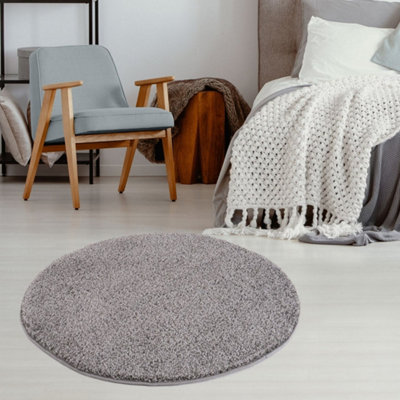 B&Q -  Grey Soft Plain Design Fluffy Shaggy Rugs And Runners High Pile Living Room Kitchen Hallway 380