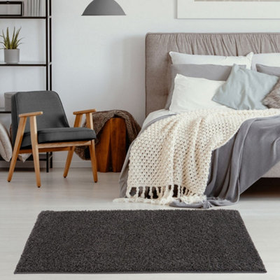 The Rugs Myshaggy Collection Living Room Rugs Solid Design Dark/Grey