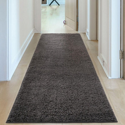 B&Q -  Dark Grey Soft Plain Design Fluffy Shaggy Rugs And Runners High Pile Living Room Kitchen Hallway 380