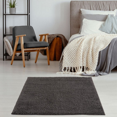 The Rugs Myshaggy Collection Living Room Rugs Solid Design Dark/Grey