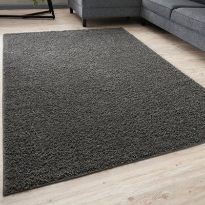 The Rugs Myshaggy Collection Living Room Rugs Solid Design Dark/Grey