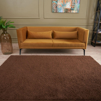 The Rugs Myshaggy Collection Living Room Rugs Solid Design Brown