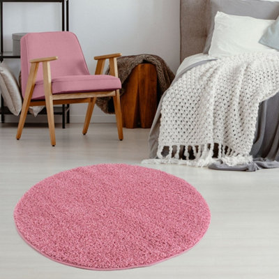 B&Q -  Pink Soft Plain Design Fluffy Shaggy Rugs And Runners High Pile Living Room Kitchen Hallway 380