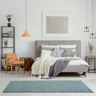 The Rugs Myshaggy Collection Living Room Rugs Solid Design Duck Egg Blue