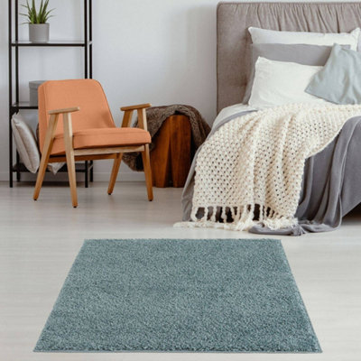 The Rugs Myshaggy Collection Living Room Rugs Solid Design Duck Egg Blue
