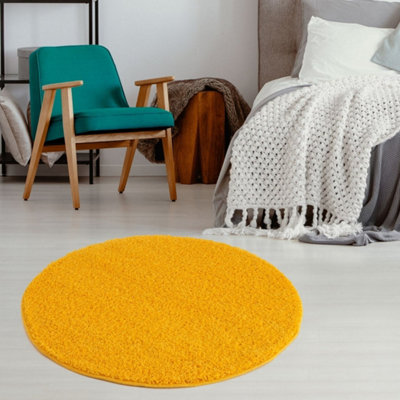 The Rugs Yellow Soft Plain Design Fluffy Shaggy Rugs And Runners High Pile Living Room Kitchen Hallway 380 from B&Q