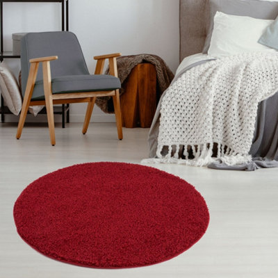 B&Q -  Red Soft Plain Design Fluffy Shaggy Rugs And Runners High Pile Living Room Kitchen Hallway 380