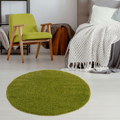 B&Q -  Green Soft Plain Design Fluffy Shaggy Rugs And Runners High Pile Living Room Kitchen Hallway 380
