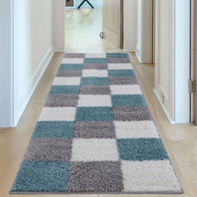 The Rugs Myshaggy Collection Rugs Geometric Design 381 Duck Egg Blue