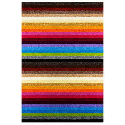 B&Q -  Alya Collection Washable Rugs & Runners Striped Design In Multicolour   117M