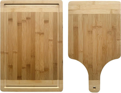 Mantraraj Bamboo Chopping Board And Paddle Pizza Board Large Multi-Purpose Bamboo Cutting Board from B&Q