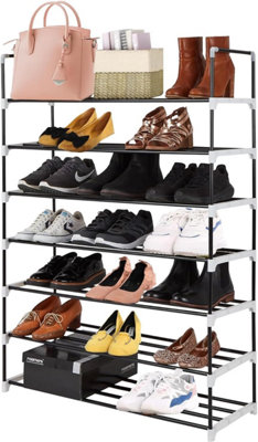 Mantraraj 7 Tier Shoe Rack Heavy Duty Metal Shoe Storage Cabinet Quick Assembly Shoe Organiser Holds Upto 35 Pairs Grey from B&Q