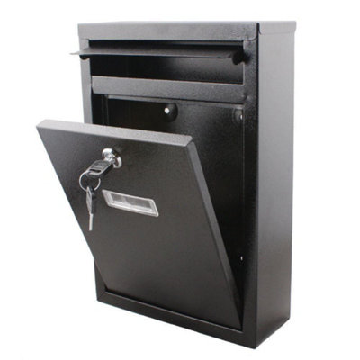 Mantraraj Wall Mounted Modern Post Box Mailbox Black Large Letter Box Post Mail Box Lockable With 2 Keys Post Letter Box from B&Q