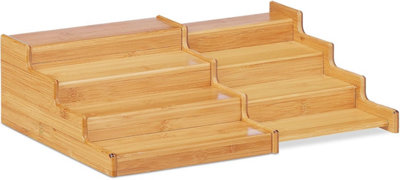 Mantraraj Bamboo Expandable Spice Rack Organizer 4-Tier Kitchen Cabinet Space Saver from B&Q