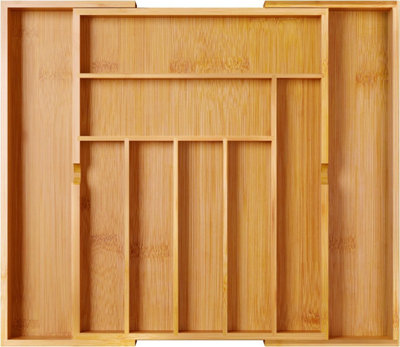  - Mantraraj Premium Bamboo Drawer Organiser 58X43Cm 7 To 9 Compartments Expandable Cutlery Tray Kitchen Drawer Dividers
