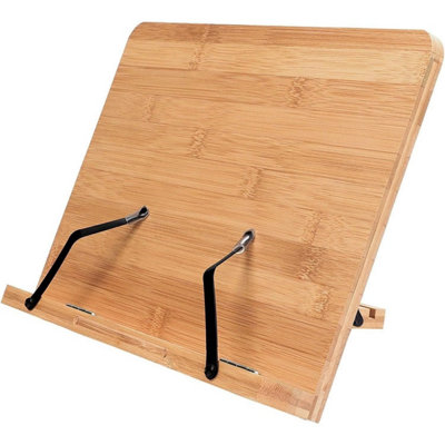 Mantraraj Bamboo Book Stand Adjustable And Foldable Natural Bamboo Cook Book Ipad Tablets Holder Stand from B&Q
