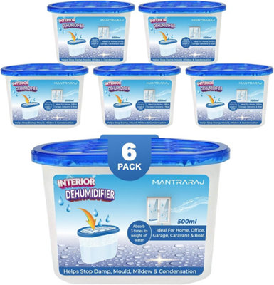 Mantraraj Disposable Interior Dehumidifiers 500Ml Moisture Absorber Condensation Remover Damp Trap Pack Of 6 from B&Q