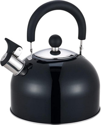 Mantraraj 2.5L Black Whistling Tea Kettle Stainless Steel Metalic Teapot With Cool Touch Ergonomic Handle Induction Kett from B&Q