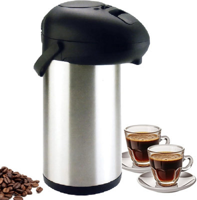 Mantraraj 5L Pump Action Airpot Flask Tea Coffee Carafe Stainless Steel Air Pot Suitable For Hot And Cold Drinks Jug from B&Q