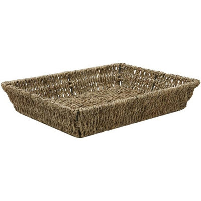  - Mantraraj Seagrass Rectangular Storage Basket Tray Shelf Storage Hamper Basket For Home Office Caravan