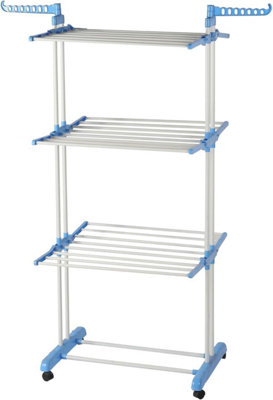  - Mantraraj 3 Tiers Folding Portable Clothes Airer 18M Laundry Drying Clothes Rack Clothing Horse Garment Dryer Stand On Wheel