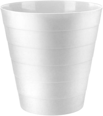 Mantraraj Plastic Waste Paper Bin 6L Round Waste Basket Trash Can Lightweight Rubbish Bin (White) from B&Q