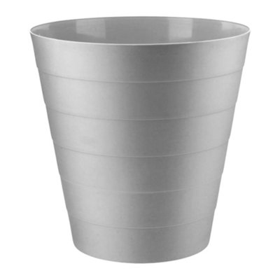 Mantraraj Plastic Waste Paper Bin 6L Round Waste Basket Trash Can Lightweight Rubbish Bin (Grey) from B&Q