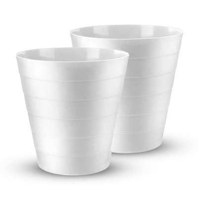 Mantraraj Pack Of 2 Plastic Waste Paper Bin 6L Round Waste Basket Trash Can Lightweight Rubbish Bin (White) from B&Q