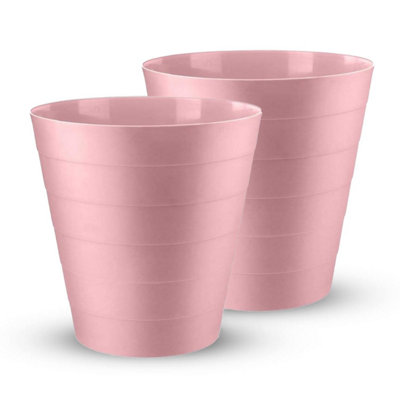 Mantraraj Pack Of 2 Plastic Waste Paper Bin 6L Round Waste Basket Trash Can Lightweight Rubbish Bin (Pink) from B&Q