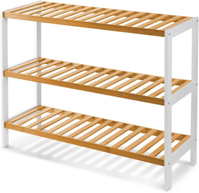 Mantraraj 3 Tier Natural Bamboo Shoe Rack Easy Assembly And Strong Design Shelf Organiser Ideal For BedroomBathroomHallway Etc from B&Q