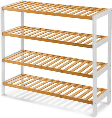 Mantraraj 4 Tier Natural Bamboo Shoe Rack Easy Assembly And Strong Design Shelf Organiser Ideal For BedroomBathroom ,hallway Etc from B&Q