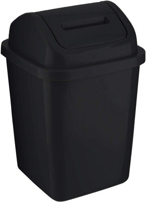 Mantraraj 5L Bathroom Bin Swing Top Dust Bin Plastic Waste Paper Basket Rubbish Trash Can Square (Black) from B&Q