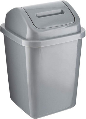 Mantraraj 5L Bathroom Bin Swing Top Dust Bin Plastic Waste Paper Basket Rubbish Trash Can Square (Grey) from B&Q