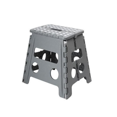 Mantraraj Medium Folding Step Stool Lightweight Foldable Step Stool For Adults & Kids Great For Kitchen Bathroom Bedroom (Grey) from B&Q
