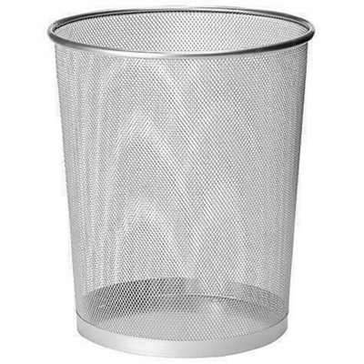 Mantraraj Silver Round Metal Mesh Waste Paper Bin Lightweight Circular Mesh Trash Can Waste Basket Garbage Can Waste Bin(1) from B&Q