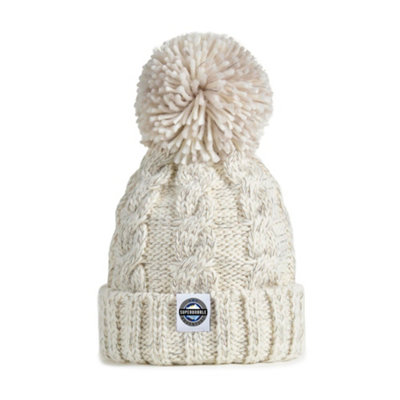 Superbobble Reflective Cable Knit Bobble HatOatmeal from B&Q