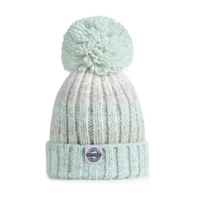 B&Q -  Reflective Gradient Rib Knit Bobble HatPeppermint White