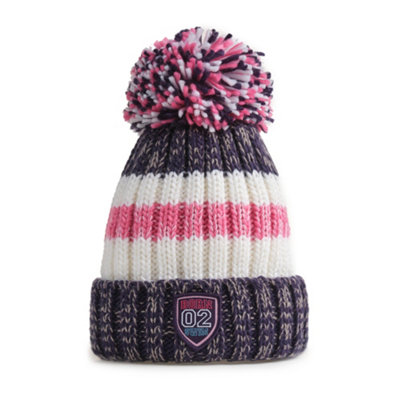 Superbobble Reflective Rib Knit Bobble HatNavy Pink from B&Q