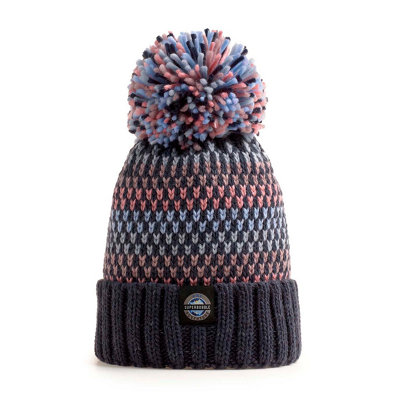 B&Q -  Reflective Nordic Knit Bobble HatPink Saphire
